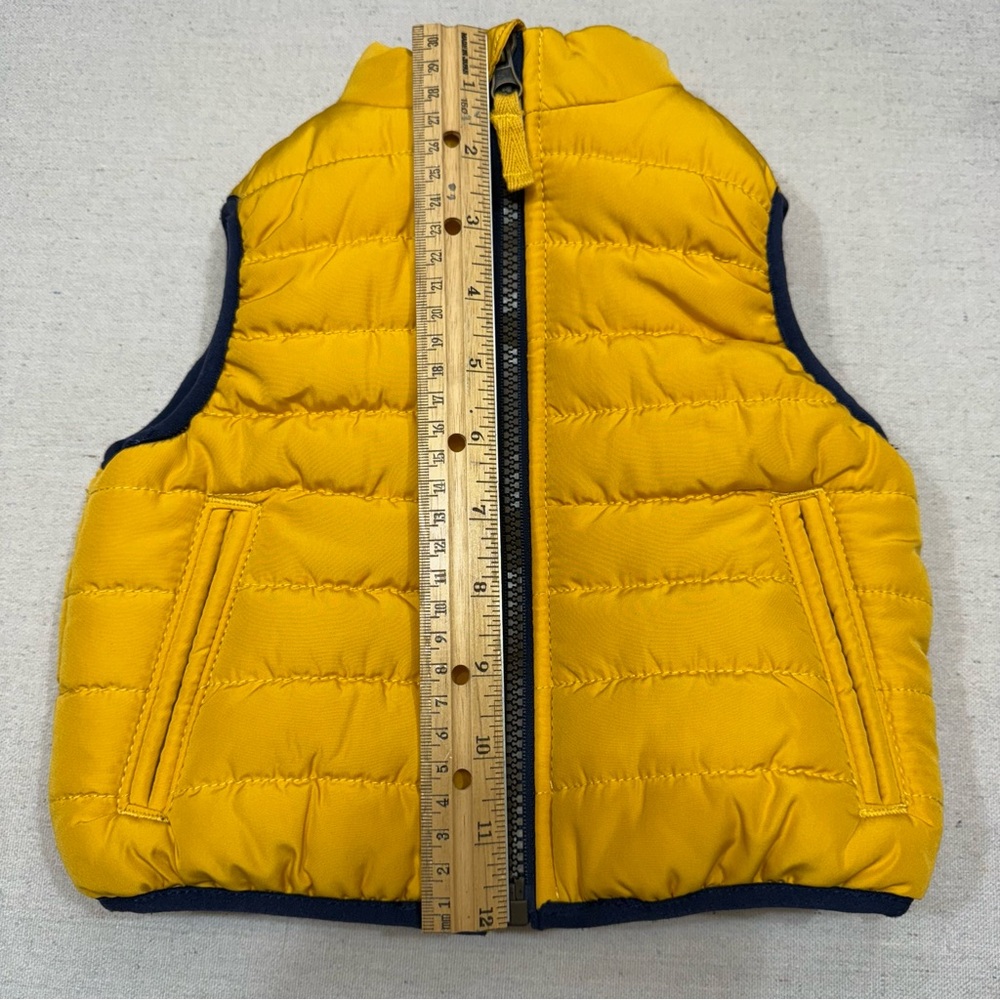 Carters Puffer Vest - Yellow Blue Lined Full Zip Front Hand Pockets - Size 6mos - Picture 7 of 9